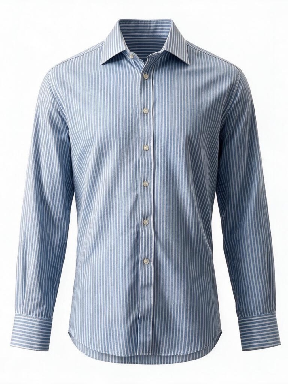 Daniel Hechter Light Blue Striped Cotton Dress Shirt Neck Size 17 Regular Fit